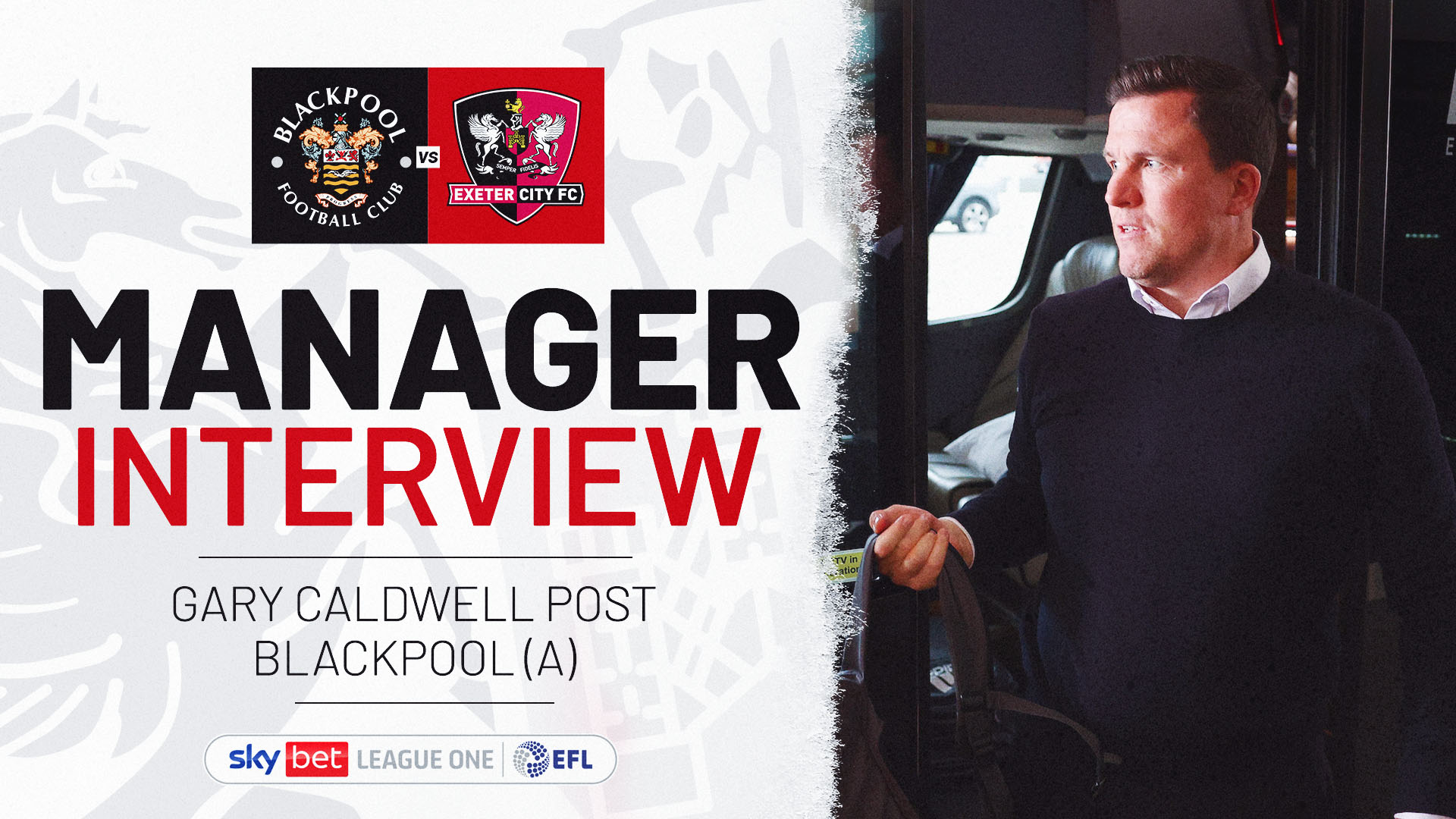 Manager Interview Graphic, Gary Caldwell post Blackpool (A)